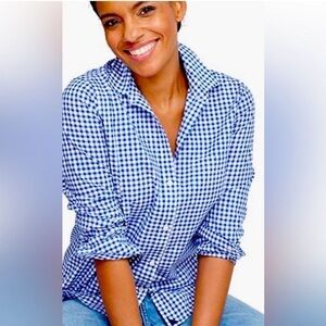 UNTUCKit Women’s Blue Belleza Checkered Collar Shirt Size 4 NWT
